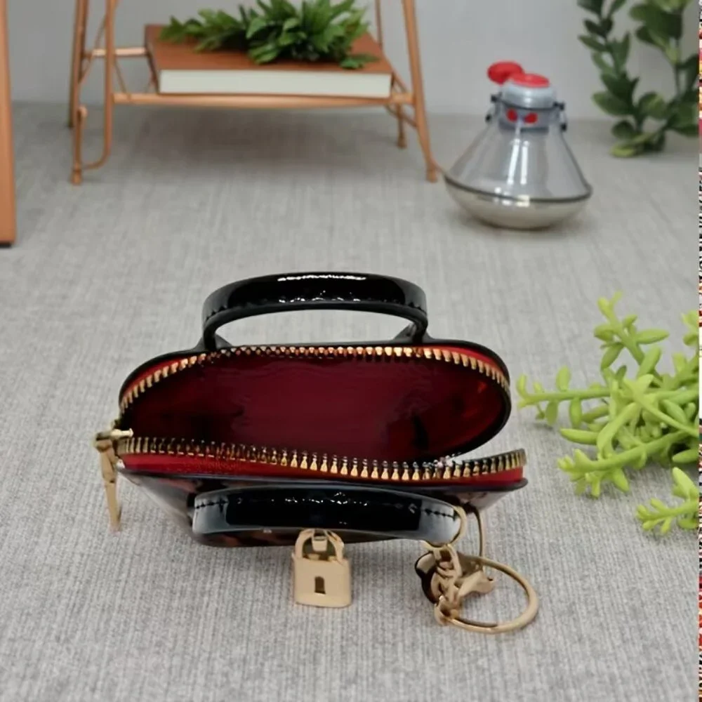 🔥 Classy Leopard style Mini Handbag Keychain Coin Purse Charm w/ Gold Accent - Picture 3 of 6